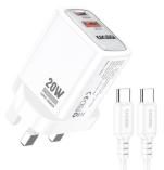 KAKUSIGA KSC-1613 PD20W+QC3.0 Charger Set (UK) (Type-C to Lightning)