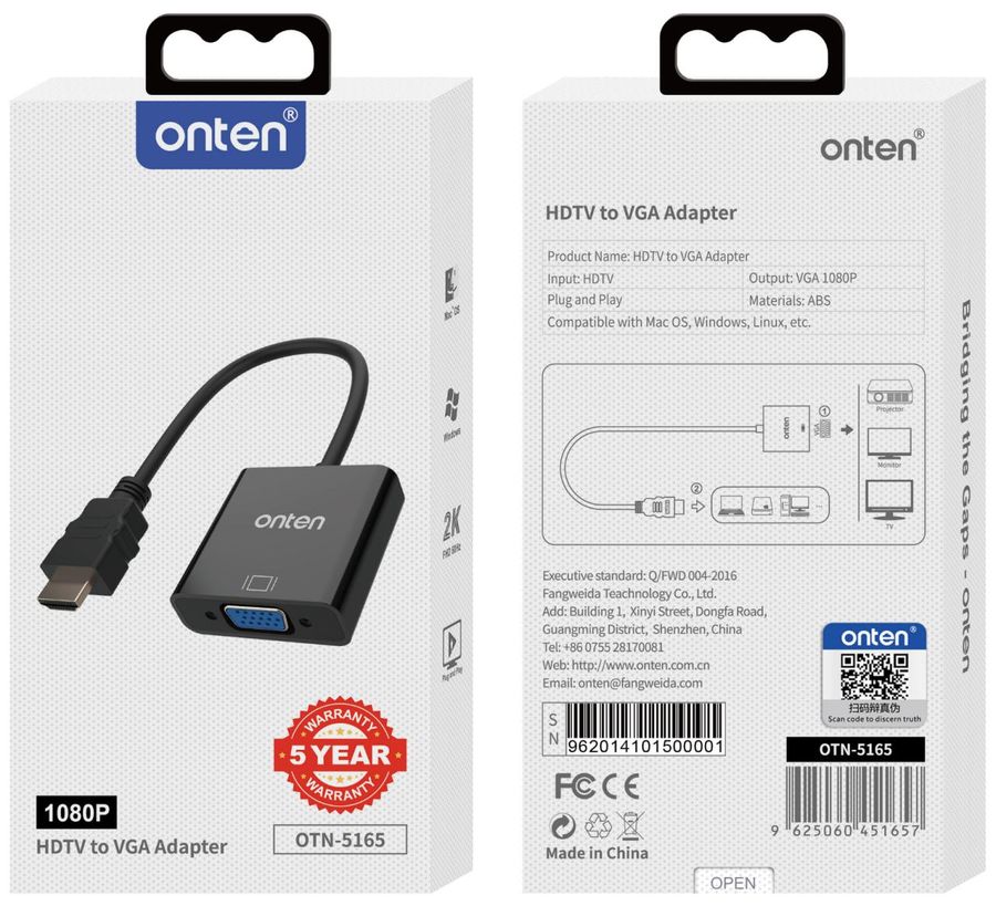 ONTEN OTN-5165 HDMI to VGA female adapter