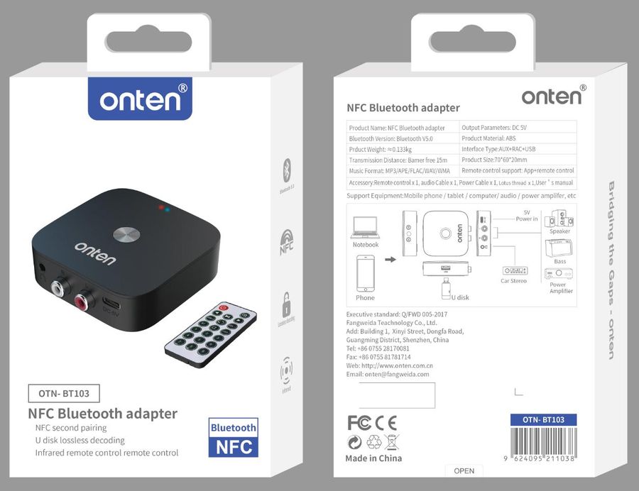 ONTEN OTN-BT103 NFC Desktop Bluetooth Receiver NFC