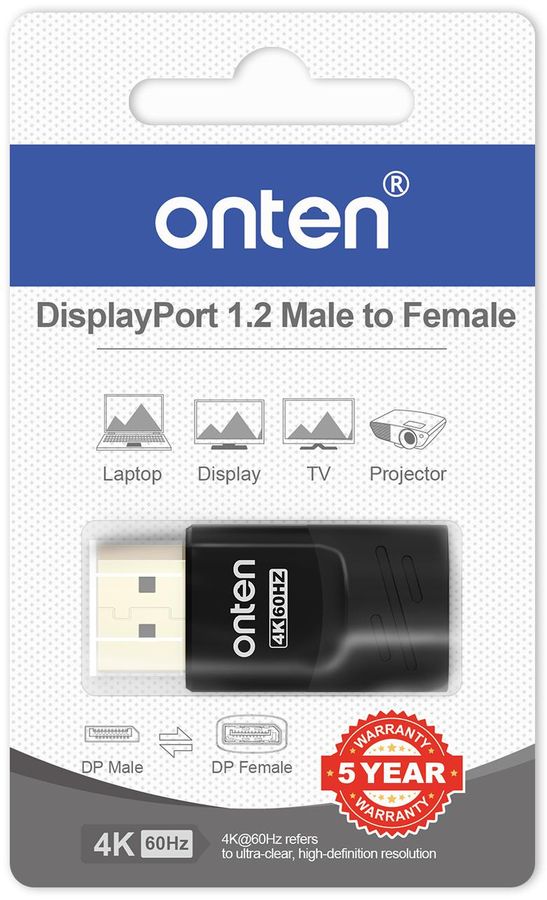 ONTEN OTN-DP81D DP 4k60hz Male to Female Adapter High Speed DP extension connector DisplayPort V1.2