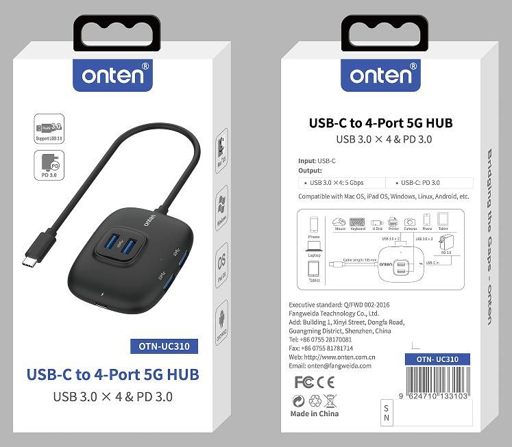 ONTEN OTN-UC310 USB-C to 4 Ports USB 5G HUB