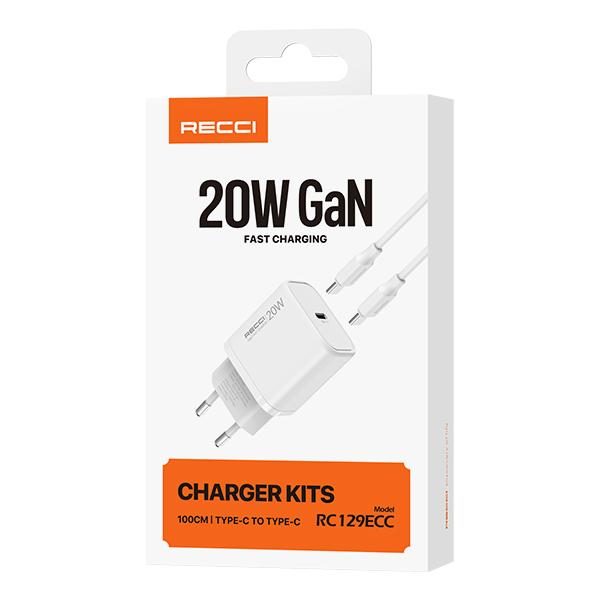 RECCI RC129ECC 20W GAN fast charger set EU PLUG