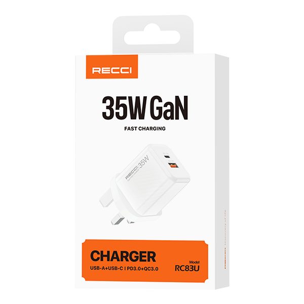RECCI RC83U 35W UK plug charger