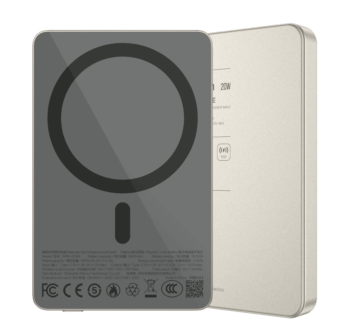 RECCI RPB-W35A Power BANK 15W Magnetic wireless charger