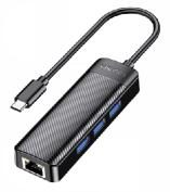 KAKUSIGA KSC-1409-F 4-in-1 gigabit network card converter (Type-C to USB3.0*3+RJ45) (L=0.2M)