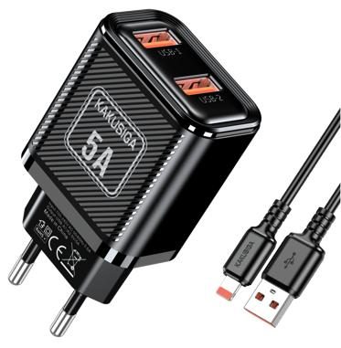 KAKUSIGA KSC-1698 Dual-Port Charger Set (EU) Lightning