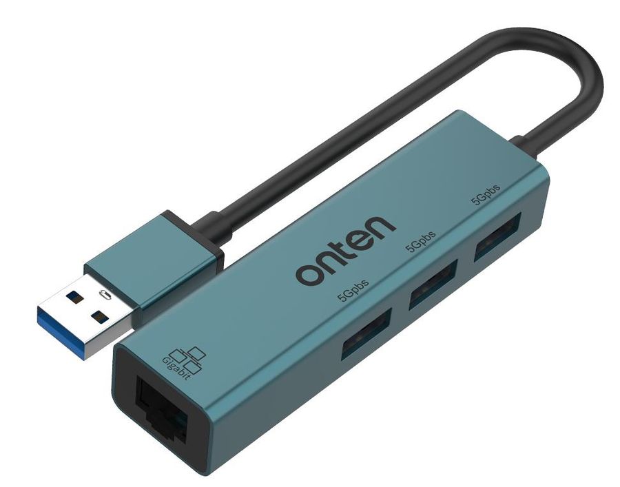 ONTEN OTN-5220 USB3.0 to 3-Ports USB 3.0 Hub with Gigabit Ethernet Adapter