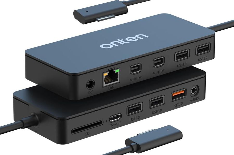 ONTEN OTN-SD11 12-in-1 Surface Multi-function docking station Mini DPX2+RJ45(Gigabit)+USB 3.0*2+USB2.0*2+USB(QC 3.0)+Aud